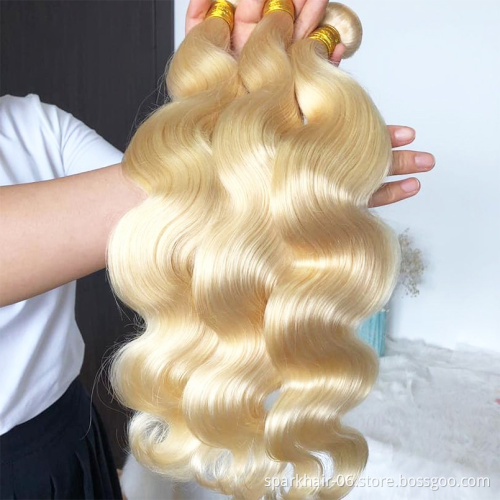 12a SPARK Raw Virgin Brazilian 613Blonde Human Hair Weaving Bundle for Women Weave Remy Hair Extension Braid Hair Silky Straight